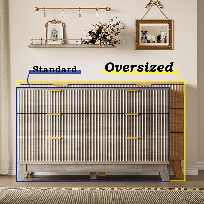 BORNOON Fluted 6 Drawer Dresser, 47.2" Wide Modern Boho Chest of Drawers - Image 3