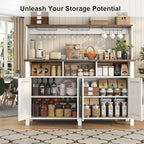 Buffet Sideboard with Storage Hutch with Power Outlets 4 Doors, Large Farmhouse - Image 4
