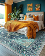 RELEANY Area Rugs 10'x12' Washable Non-Slip, Floral Vintage Distress Print - Image 3