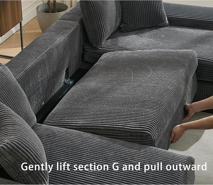 114" Sectional Couches with Pull Out Bed - Image 6