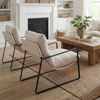 LukeAlon Modern Accent Armchairs Set of 2, Upholstered Soft Living Room Chairs - Image 4
