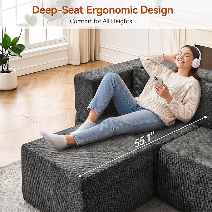 MONVANE Modular Sectional Sofa, Oversized 8 Seat Convertible U Shaped Couch - Image 4