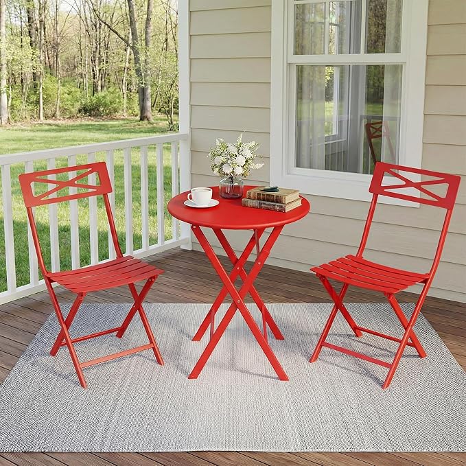 GarveeTech 3-Piece Folding Bistro Set, Heavy Duty Outdoor Patio Furniture - Image 9