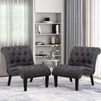 Accent Chairs Set of 2 Upholstered Living Room Bedroom Side Chairs Curved - Image 3