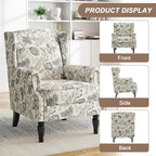 Floral Print Wingback Accent Chair, Retro Modern Farmhouse Armchair - Image 3