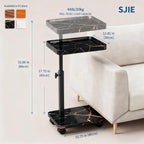 C Table End Table Adjustable Height, 360°Swivel TV Tray Table - Image 2