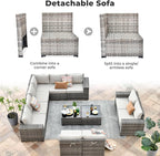 ovios 12 Pieces Patio Furniture Set, Outdoor Wicker Sectional Sofa - Image 9