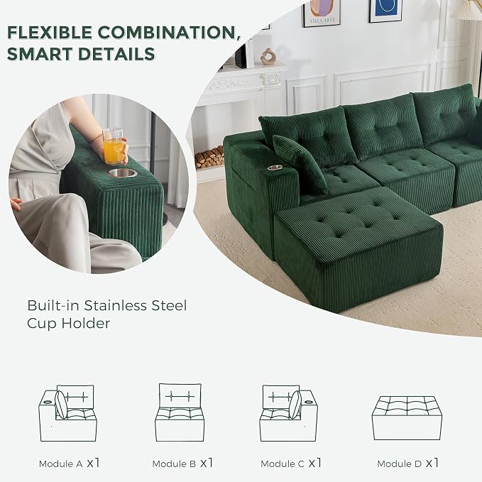 MAXYOYO Modular Sectional Sofa Couch, L Shaped Modern Cloud Couch - Image 8