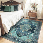 RELEANY Area Rugs 5'x7' Washable Non-Slip, Floral Vintage Distress Print - Image 2