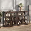 BELLEZE Set of 2 Glass Display Cabinet, Living Room, or Kitchen by BELLEZE