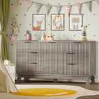 BORNOON 57" Long Dresser for Bedroom, 7-Drawer Fluted Chest, Wide Wood Storage - Image 8