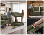 77" Oversized Chenille Couch Modular Sectional Sofa, Washable Cloud Couch - Image 7