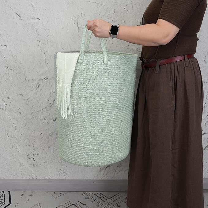 XUANGUO Cotton Rope Laundry Basket Hamper - Image 3