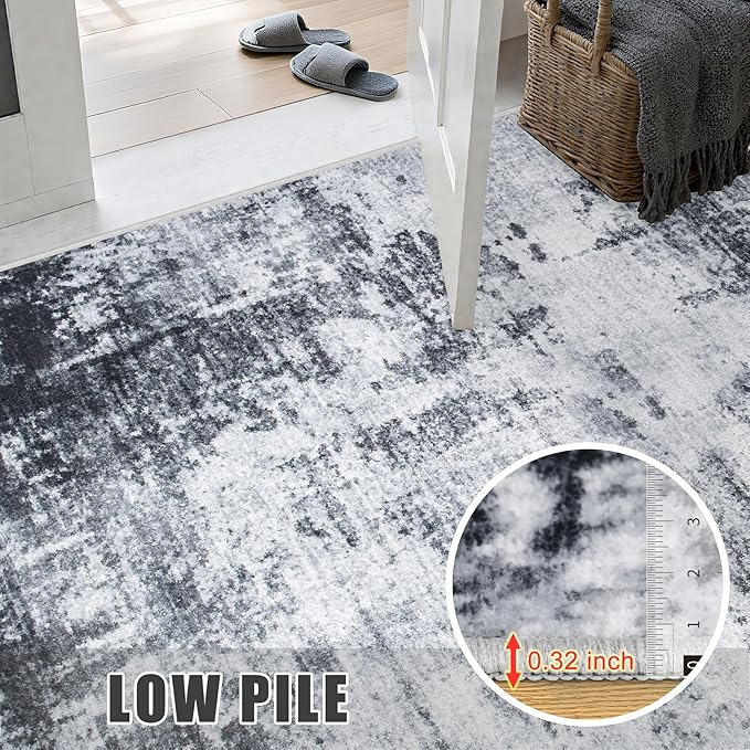 Washable Area Rug 3x14 Entryway Rug: Washable Modern Abstract Soft Thin Rug - Image 7