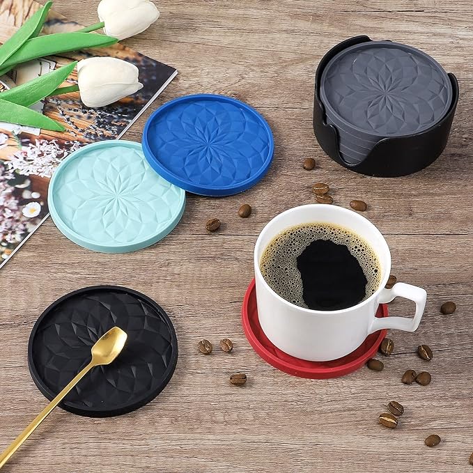ME.FAN Silicone Coasters with Holder, Drinking Coasters - Image 6