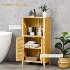 HOMCOM Bamboo Floor Cabinet Bathroom Floor Cabinet Living Room Organizer Tower - Image 5