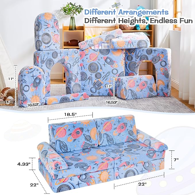 IFNOW Modular Kids Play Couch, Convertible & Washable Toddler Foam Couch Kids - Image 2