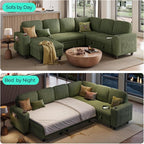 LINSY HOME Sectional Sofa with Pull Out Bed, 6 Seats Corduroy Reversible - Image 7
