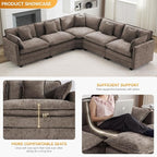 113'' V Shaped Cloud Sectional Sofa, Oversized Deep Seat Couches - Image 3
