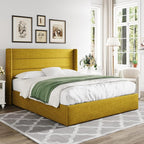 Allewie Queen Size Lift Up Storage Bed, Modern Wingback Headboard, Hydraulic - Image 8