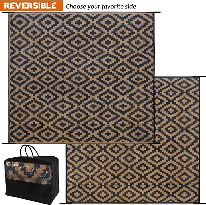 SAND MINE Reversible Mats, Plastic Straw Rug, Modern Area Rug, Large Floor Mat - Image 3