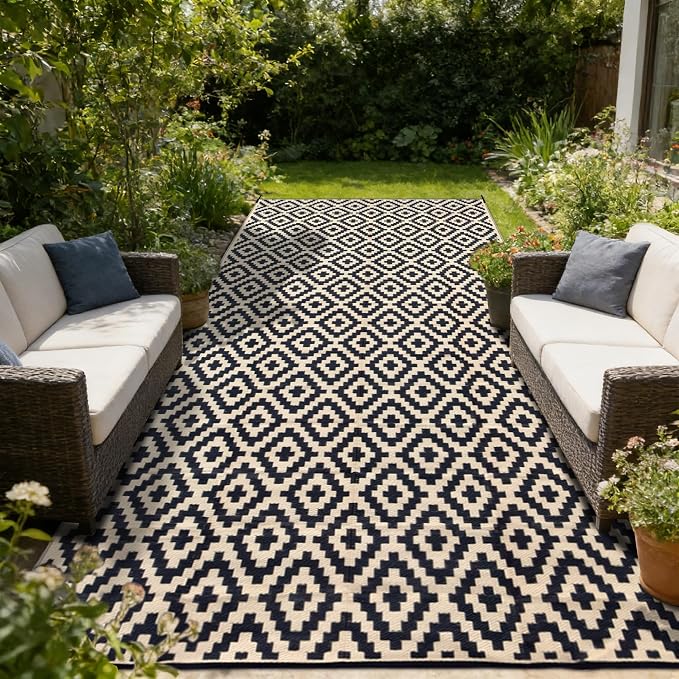 SAND MINE Reversible Mats, Plastic Straw Rug, Modern Area Rug, Large Floor Mat - Image 5