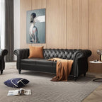 ORRD 2 Pieces Living Room Set, Chesterfield Leather Sofa Loveseat Couch - Image 5