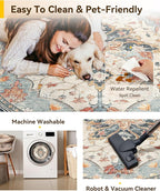 RELEANY 8ft Round Rug, Area Rugs 8ft, Washable Rug, Rugs - Image 5