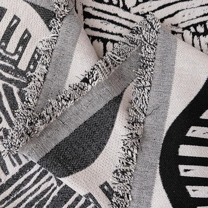 VClife Boho Couch Cover, Abstract White and Black Line Geometric Jacquard Couch - Image 8