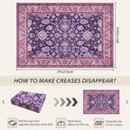 Purple Area Rugs for Living Room, Washable 5x7 Area Rug for Bedroom, Retro - Image 2