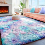 PAGISOFE 8x10 Area Rug, Cute Kawaii Purple Rainbow Rug - Image 3