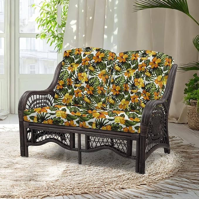 Malibu Lounge Loveseat Sofa Natural Rattan Wicker Handmade Design by Wickerix