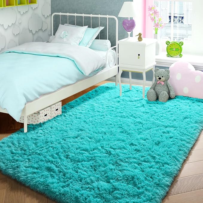 PAGISOFE Soft Fluffy Teal Area Rugs - Image 8