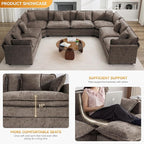 147'' Oversized U Shaped Cloud Sectional Sofa, Chenille Deep Seat Couches - Image 3
