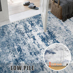 2.6'x8' Runner Rug Washable Rug;Modern Abstract Soft Thin Runner Rug Blue - Image 7