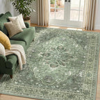 RELEANY Area Rugs 5'x7' Washable Non-Slip, Floral Vintage Distress Print - Image 2