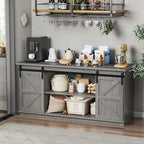 Shahoo Farmhouse Sideboard Buffet Cabinet, Coffee Bar Storage - Image 3