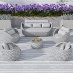 TWT 6-Piece Aluminum Patio Furniture Set, Modern Outdoor Conversation Set - Image 4