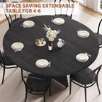 43''–59'' Extendable Dining Table, Round Kitchen Dining Room Dinner Table - Image 5