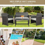 JAMFLY 4 Piece Outdoor Patio Furniture Set, Outdoor Wicker Rattan Chairs - Image 6