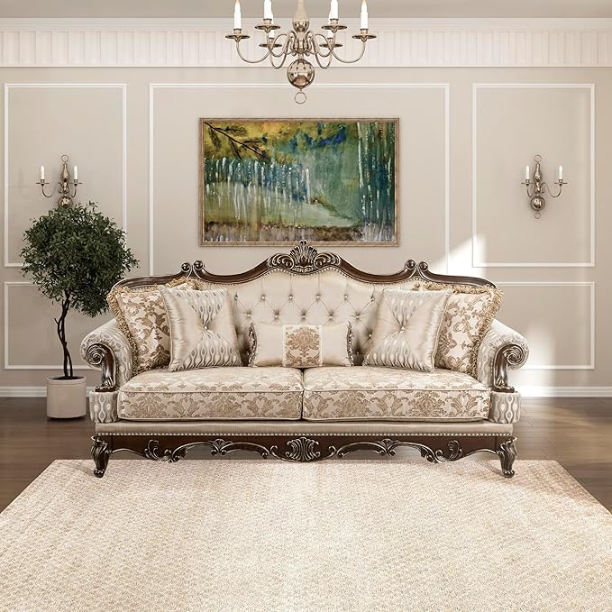 Lexicon Traditional Sofa Couch for Living Room, Rolled Arm Sofa by Lexicon