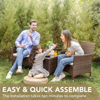 Devoko Patio Porch Furniture Sets 3 Pieces PE Rattan Wicker Chairs - Image 6