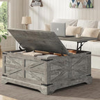Furnideco 35.5''W Square Coffee Table Farmhouse Lift top Coffee Table - Image 3