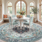 RELEANY Area Rugs Round 10ft Washable Non-Slip, Floral Vintage Distress Print - Image 3