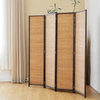 4 Panel Bamboo Room Divider Screen, 5.6 FT Tall Bamboo Divider Folding Panel - Image 3
