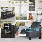 STHOUYN 73” Black Faux Leather Sofa Couch, Modern Comfy Office 3 Seater Couch - Image 5