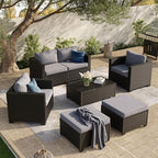 Aoxun 7 Piece Outdoor Patio Furniture Set 6 Seats, Outdoor Sectional by Aoxun