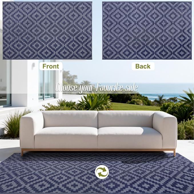 SAND MINE Reversible Mats, Plastic Straw Rug, Modern Area Rug, Large Floor Mat - Image 3