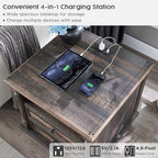 T4TREAM 24'' Farmhouse End Table w/4 Solid Wood Feet Set of 2, Large 2 Drawers - Image 3