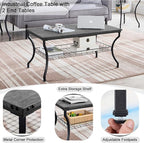 VECELO 3 Pieces Living Room Table Sets, Coffee and End Tables - Image 3